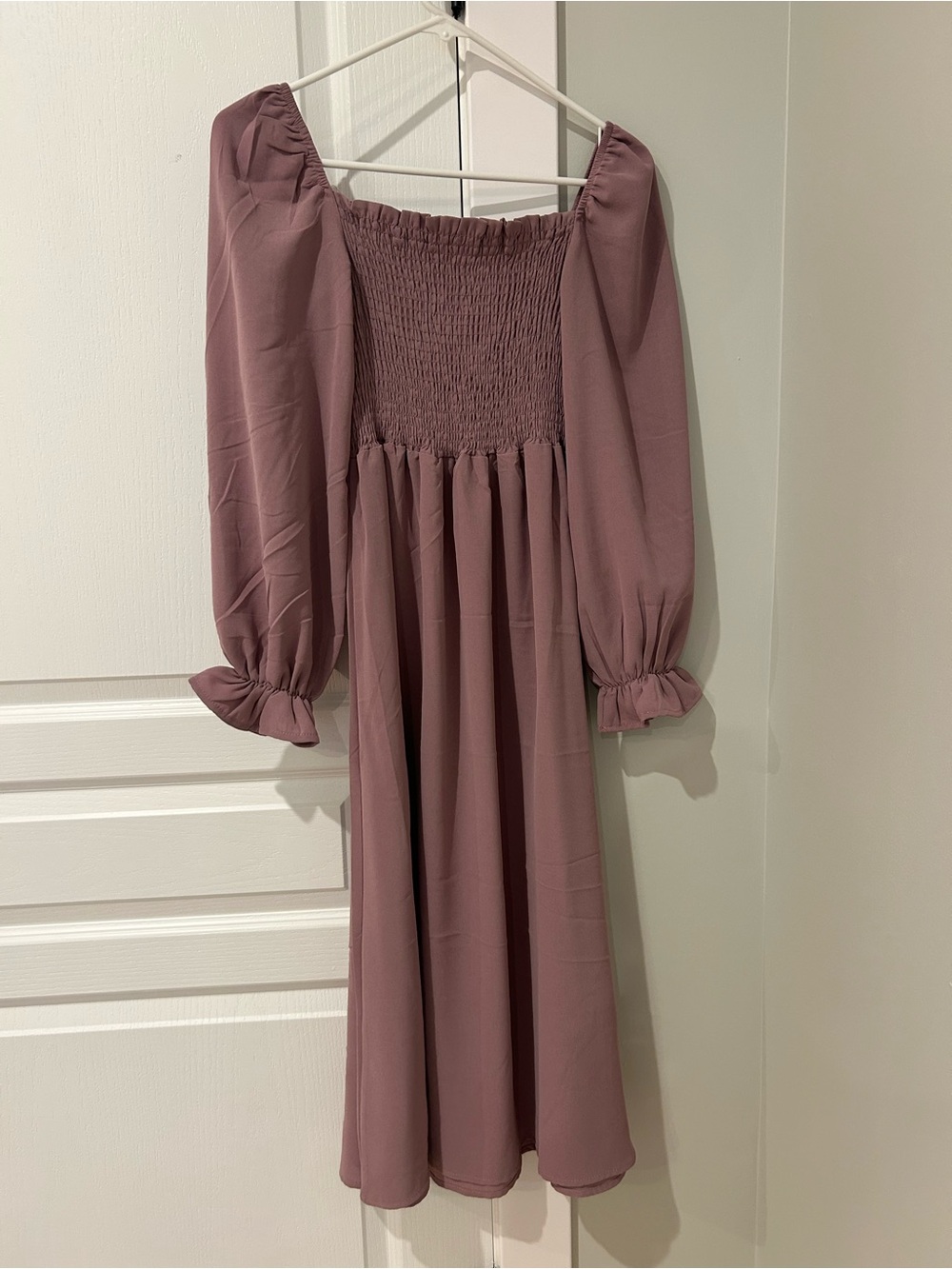 Amazon Mauve Smocked Square-Neck Maxi Dress